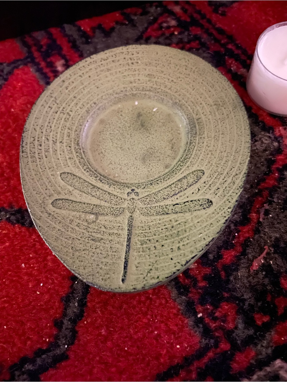 Green Dragon Fly Cast Iron tea cup saucer
